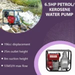 Neptune 3inch Petrol Start Kerosene Run Water Pump 6.5HP, 4 Stroke, NPK-30 - Image 6