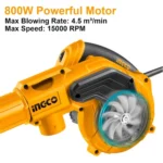 Ingco 15000RPM Aspirator Blower 800W, AB8008 - Image 2