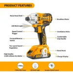 Ingco Lithium-ion Cordless Impact Driver 1/4 inch - Image 2