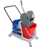 Plastic Double Bucket Mop Wringer Trolley, 40 Liter Capacity - Image 3
