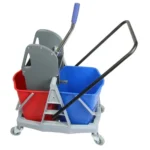 Plastic Double Bucket Mop Wringer Trolley, 40 Liter Capacity