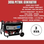 Heavy Duty Self Start 3KVA Petrol Generator - Image 4
