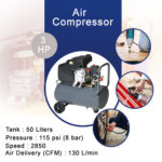Heavy Duty Air Compressor 50 Liter with 3HP Motor with Paint Gun and Pipe - Image 3