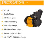 Fossil Made in India Self Priming Pump 0.5HP, Copper Winding - Image 2