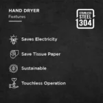 Automatic Wall Mounted Stainless Steel Hand Dryer Machine, 220V - Image 3
