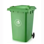 Super Quality 2 Wheel Plastic Green Garbage Dustbin, 120 Liter