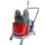 Plastic Double Bucket Mop Wringer Trolley, 40 Liter Capacity - Image 2